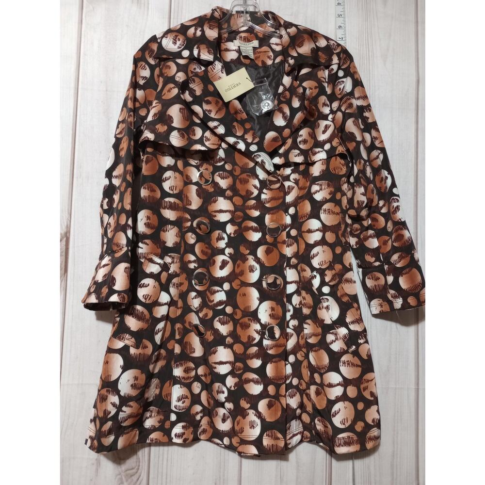 Vertigo Paris Coat Womens Small Double Breasted Striated Dots Pattern‎ Jacket
